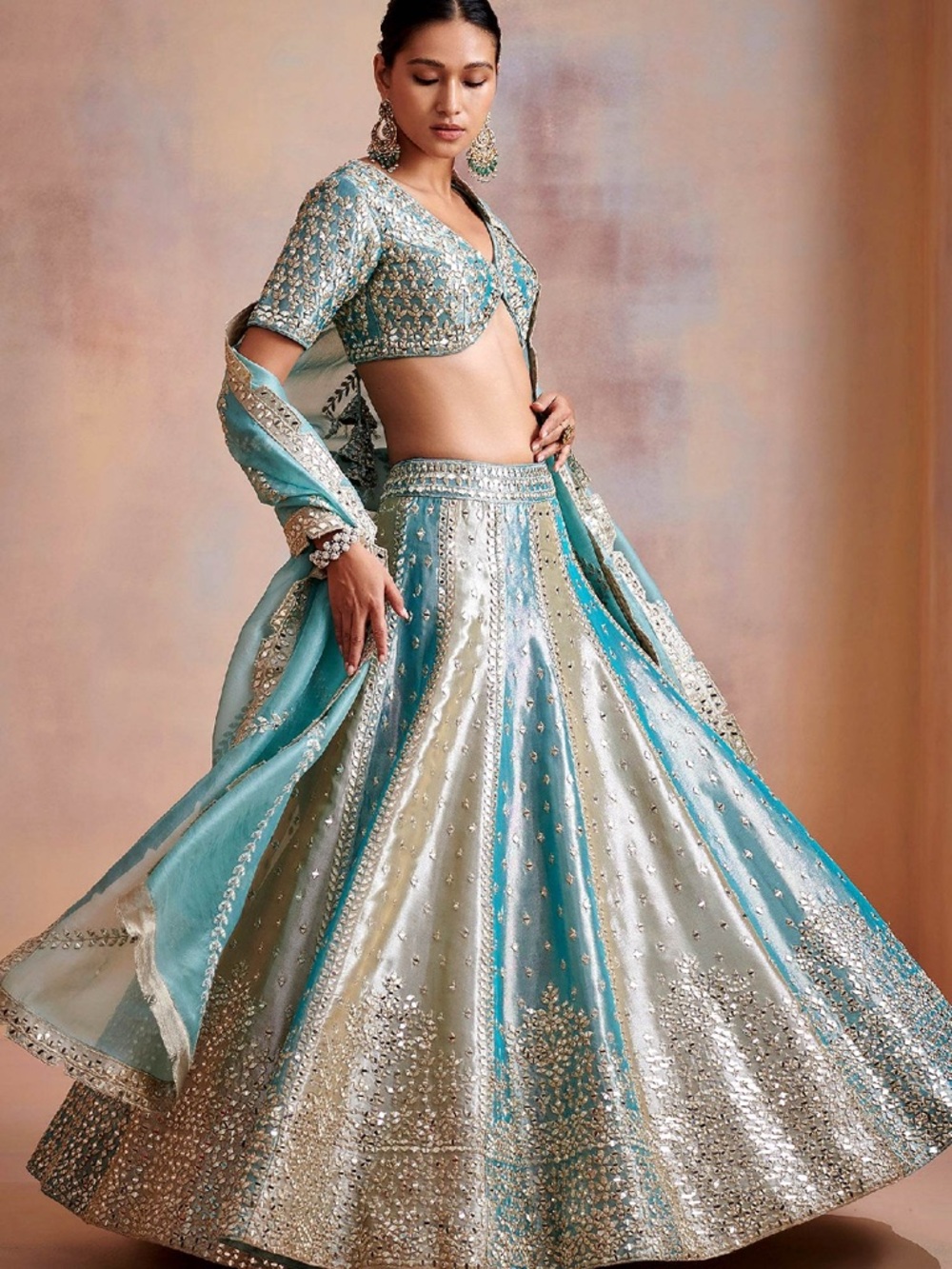 SUHINO  Turquoise Lehenga Set